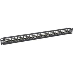 24 Port Rackmount Cat6a Shielded Feedthrough Patch Panel RJ45 1U