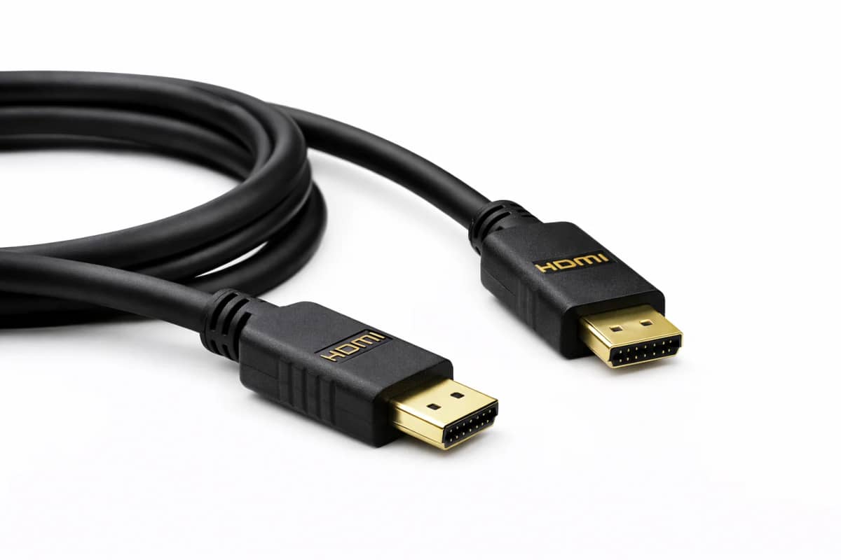 AV cables, wall mount bracket, and adapter accessories