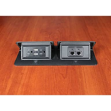 DEQUORUM FLIP UP,BLACK WITH 15A USB RECPT