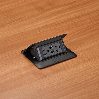 DEQUORUM FLIP UP,BLACK WITH 20A USB RECPT