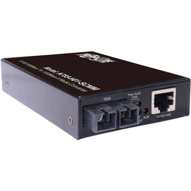 Hardened Gigabit Fiber to Ethernet Media Converter, 10/100/1000 Mbps, RJ45/SC Multimode, -10 to 60C, 1640 ft