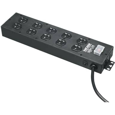 15ft Waber Power Strip 120V 5-15R 10 Outlet Metal